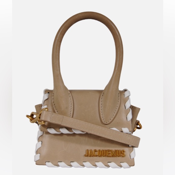 Jacquemus Le Chiquito Bag (distressed tan leather with white braided trim) - Picture 4 of 6